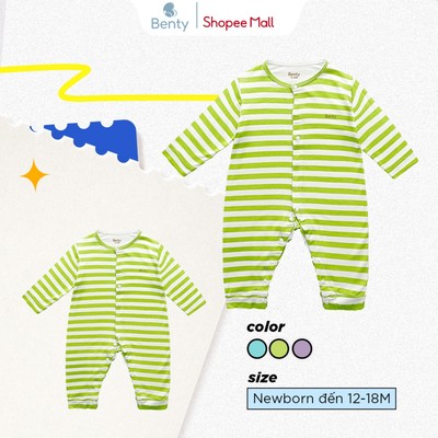 Bộ body dài họa tiết sọc BENTY chất liệu mát mềm mịn, body cao cấp chính hãng cho bé trai, bé gái