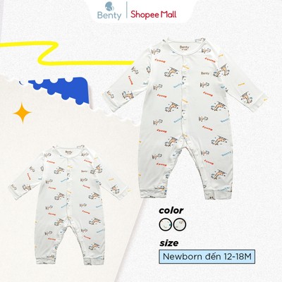 Bộ body dài full họa tiết BENTY dễ thương cao cấp mát mềm mịn, body an toàn cho làn da bé