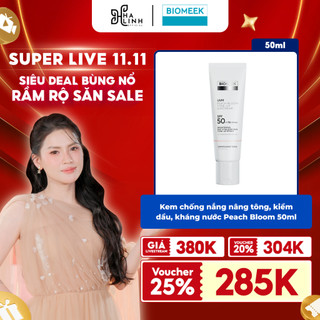   Võ Hà Linh x Biomeek  Kem chống nắng nâng tông kiềm dầu kháng nước Peach Bloom    50ml tuýp.  
