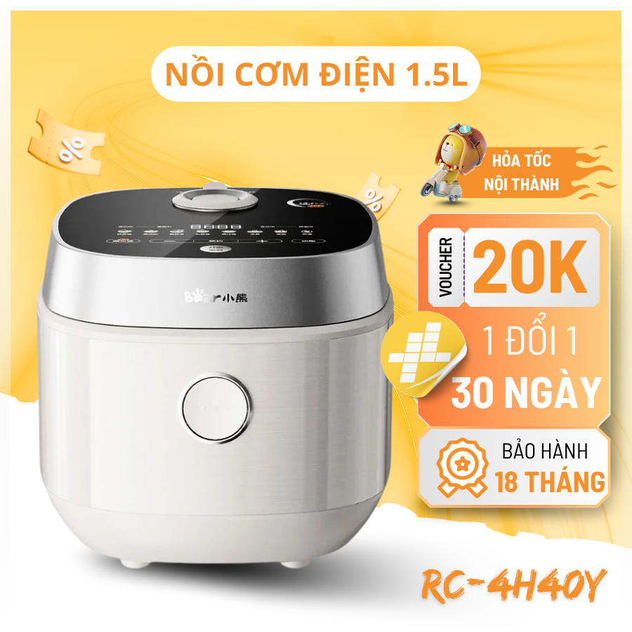 Nồi Cơm Điện Bear 1.5L Công Suất 800W Bảo Hành Chính Hãng 18 Tháng RC-4H40Y