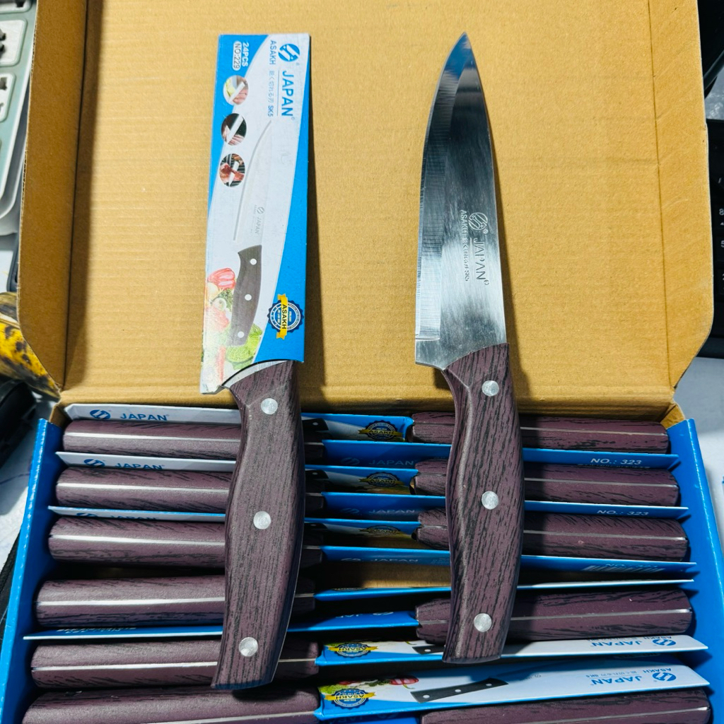 Dao Cán Gỗ Cắt Gọt Trái Cây, Rau Củ Siêu Bén, Dao Japan Cán Gỗ, Dao Thái Thịt loại mới