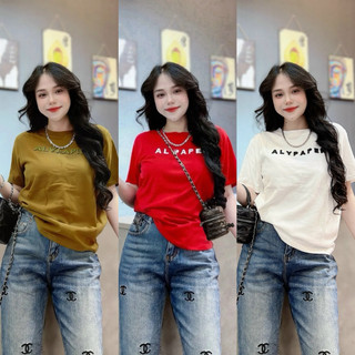 Áo thun Thái cotton nữ PHOM VỪA, PHOM RỘNG phối chữ THÊU ( THÁI THÊU ĐẮP ALYPAPE  )