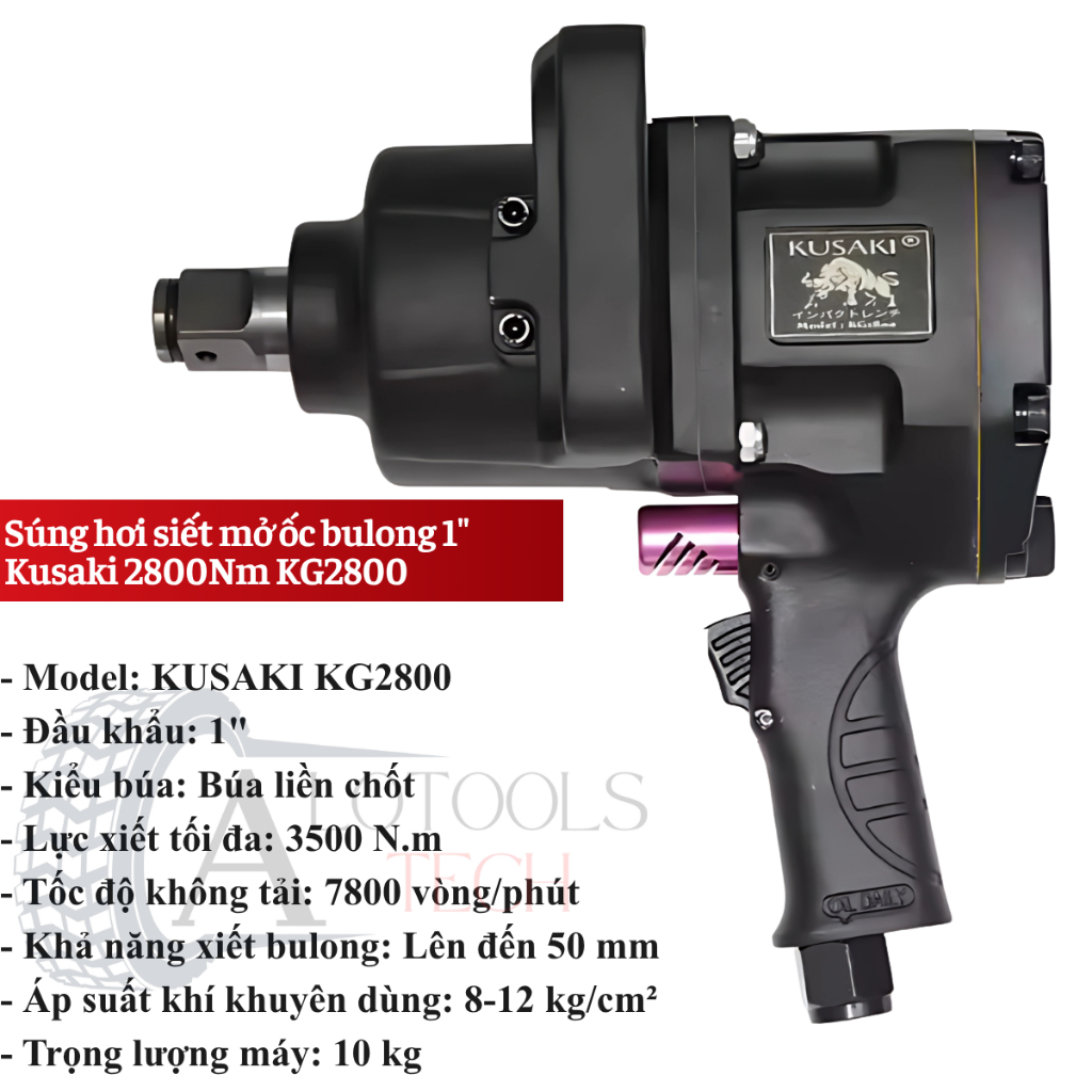 Súng hơi 1 inch KINGTOOL 2800Nm KG2800, súng xiết mở bu lông cho xe hạng nặng, dụng cụ sửa chữa ô tô