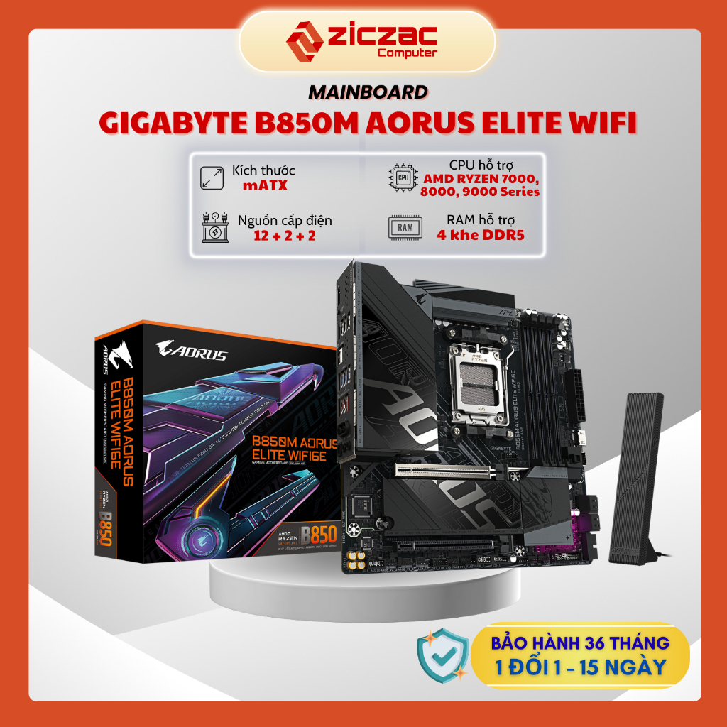 Mainboard Gigabyte B850M Aorus Elite WIFI 6E + Bluetooth - Chính hãng