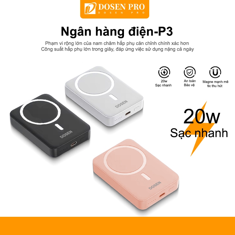 Dosen Pro Mini P3 Từ Tính Không Dây 10000mah 12000mAh 22.5W Sạc Nhanh Power Bank có nam châm thích hợp cho phone | BigBuy360 - bigbuy360.vn