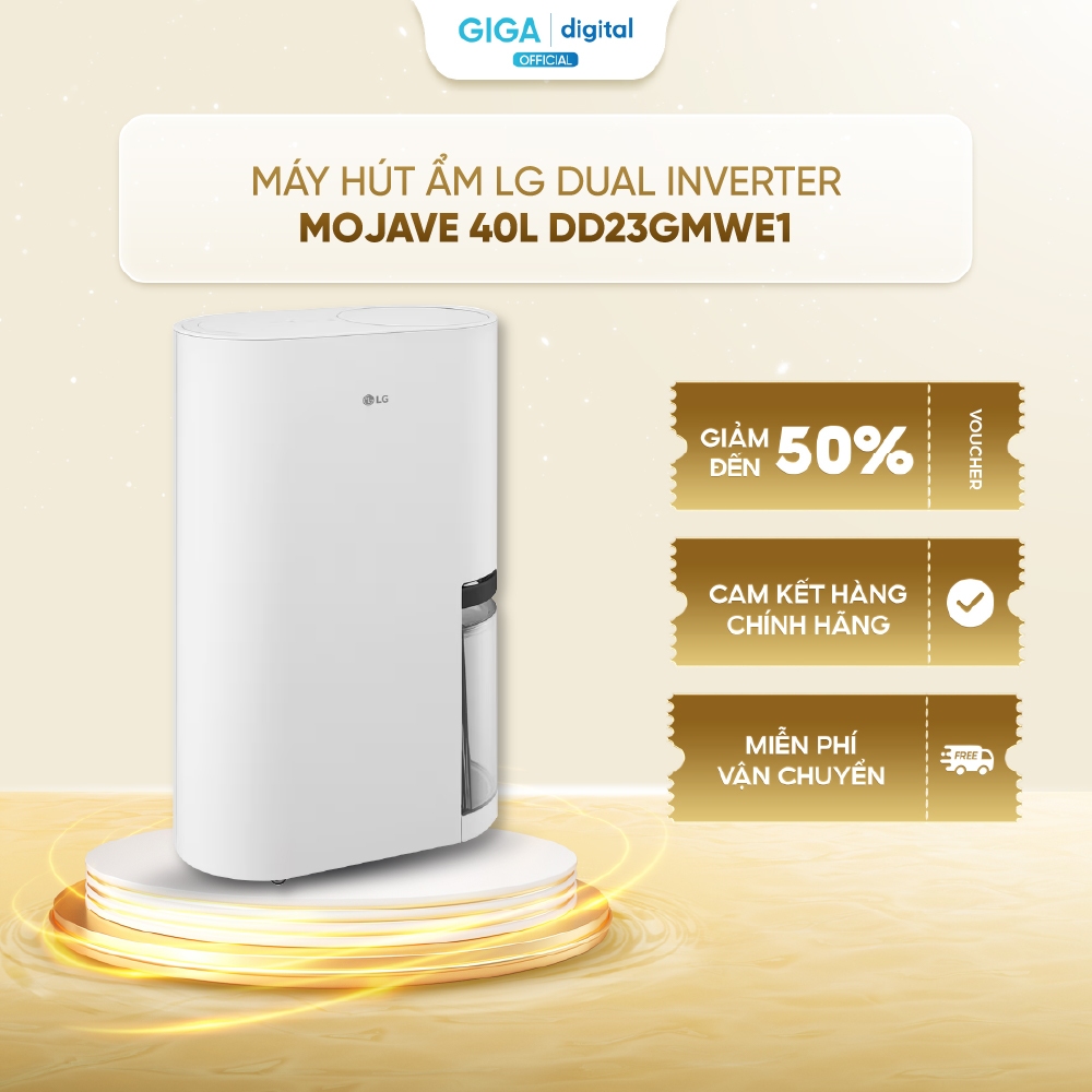 Máy hút ẩm LG Dual Inverter Mojave 40L DD23GMWE1 - Công suất 379W - Dual Inverter Compressor™ - UVna