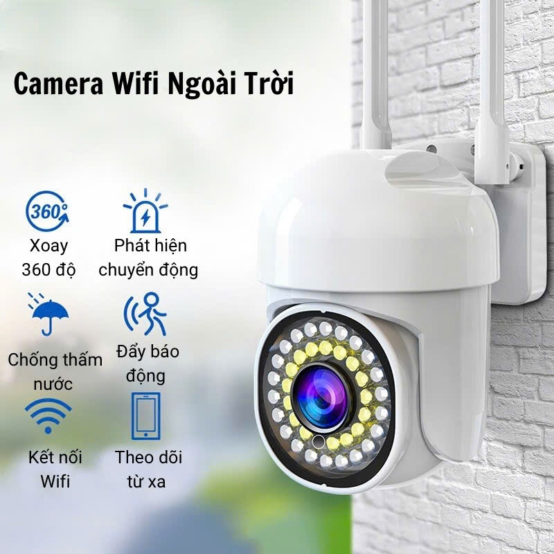 Camera Wifi Ngoài Trời Chống Nước V360 Pro – Góc Nhìn 360°, Full HD, Quan Sát Ban Đêm Có Màu, Báo Độ