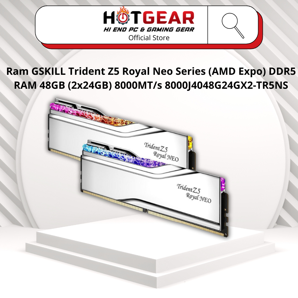 Ram GSKILL Trident Z5 Royal Neo Series (AMD Expo) DDR5 RAM 48GB (2x24GB) 8000MT/s 8000J4048G24GX2-TR
