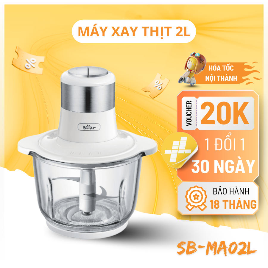 Máy Xay Thịt Bear 2L Tích Hợp 2 Chế Độ Xay Nhuyễn Mịn Bảo Hành Chính Hãng 18 Tháng SB-MA02L