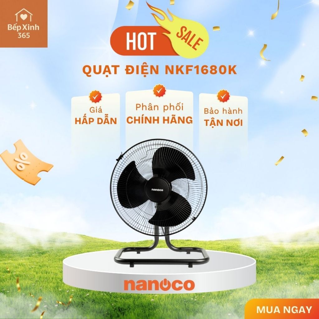 Quạt Sàn Nanoco NKF1680K – Gió Mạnh, Motor Dây Đồng, Thiết Kế Hiện Đại