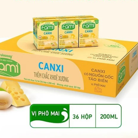 Thùng Sữa đậu nành Fami Canxi vị Phô Mai ( 200ml x 36 Hộp )