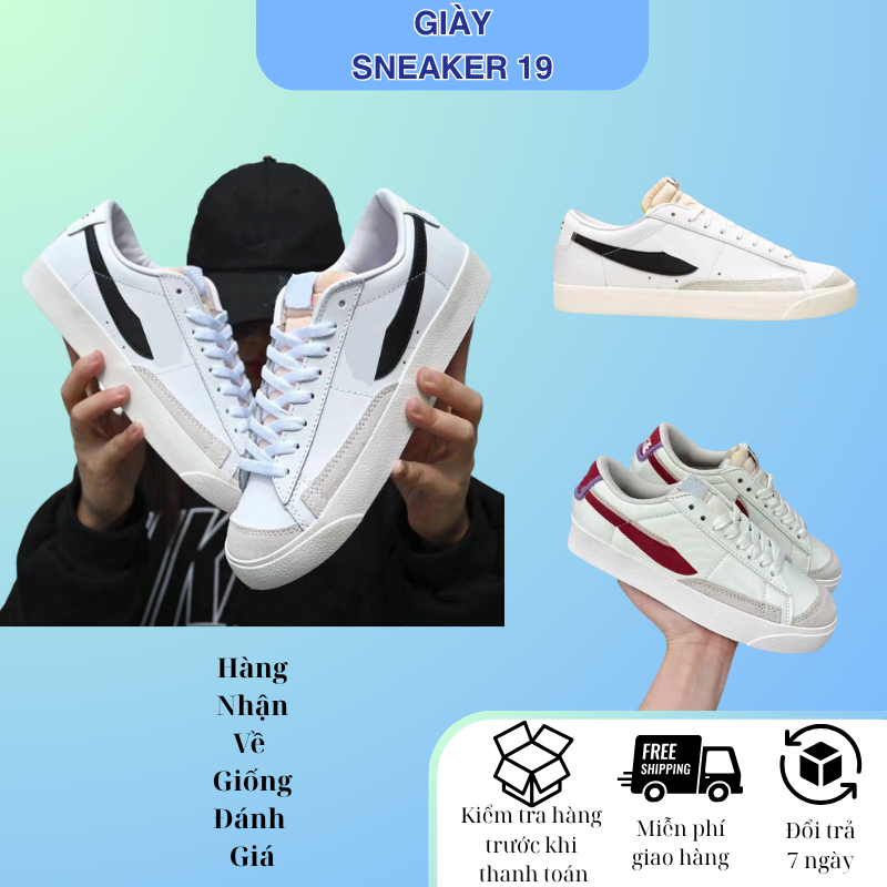 Giày Balzer 77 White Red Black Giày Sneaker Nam Nữ TRẮNG ĐEN Đỏ Cổ Thấp Thời trang NK Đi Học Đi Chơi