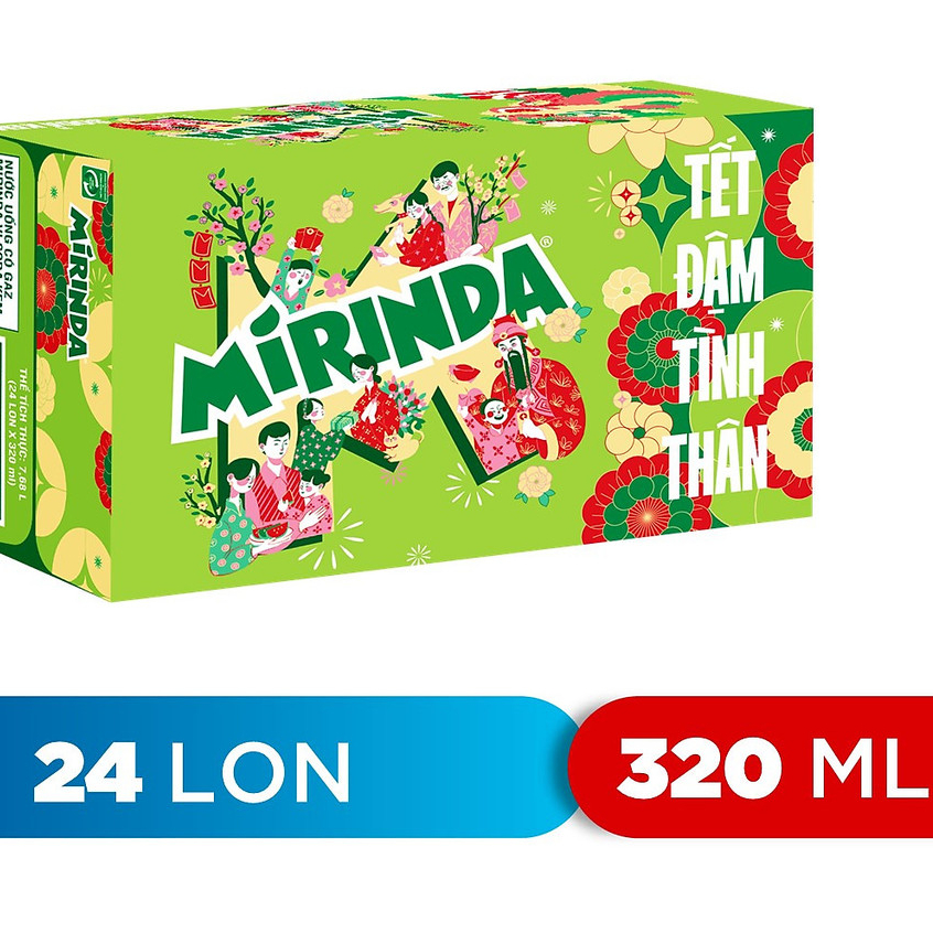 Thùng 24 Lon Nước Ngọt Có Gaz Mirinda Soda Kem (320ml/lon)