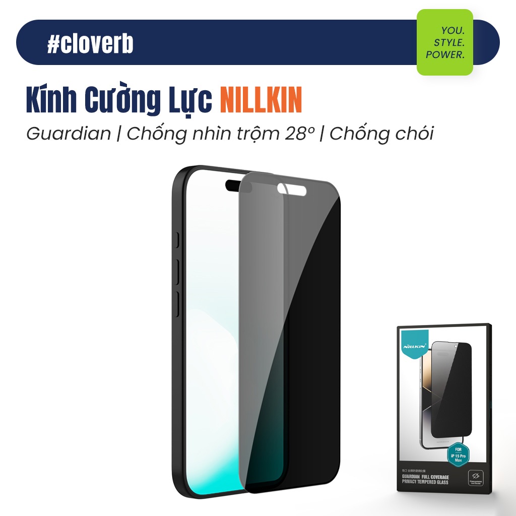 Kính cường lực Nillkin Guardian - Chống nhìn trộm - Dành cho iPhone 11 đến 17 Series - CloverB