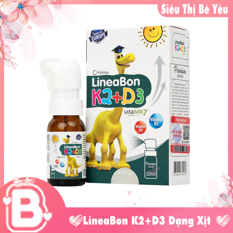 Dung dịch dạng xịt LineaBon K2+D3 10ml bổ sung Vitamin D3 và Vitamin K2, hỗ trợ hấp thu canxi [STBY]