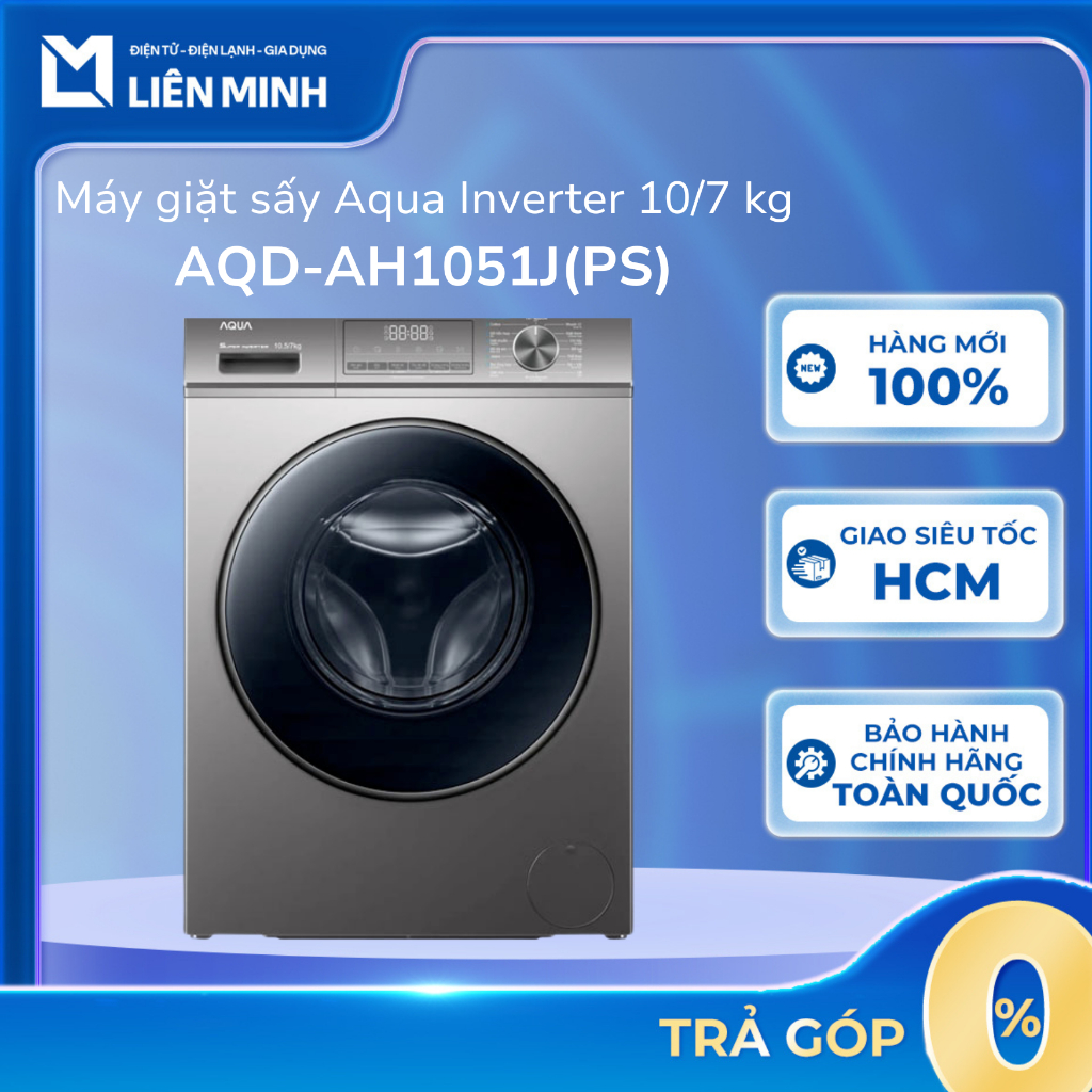 AQD-AH1051J(PS) - Máy Giặt & Sấy Cửa Trước Aqua AQD-AH1051J(PS) - Bảo Hành Chính Hãng [SHIP 0Đ HCM]