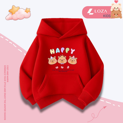 Áo nỉ hoodie bé gái in Capybara - Áo nỉ mũ trẻ em size từ 15-40kg  Loza Kids HN3385
