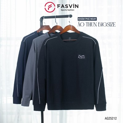 Áo Thun Dài Tay Nam BIGSIZE Fasvin AD25212.HN Chất Vải Thun Mềm Mại Co Giãn Thoải Mái.