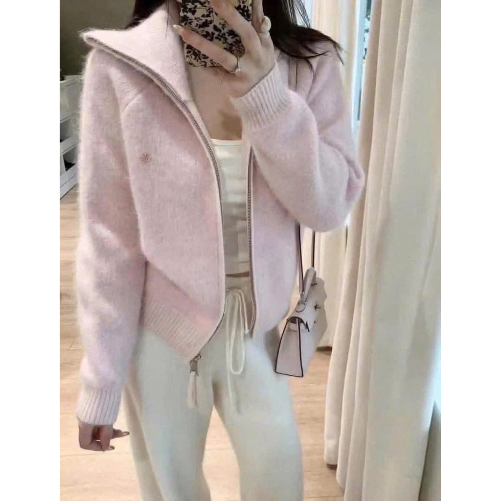 [Korea- Có Sẵn HN] Áo khoác len Angora khoá zip Freeszie dưới 60 cân