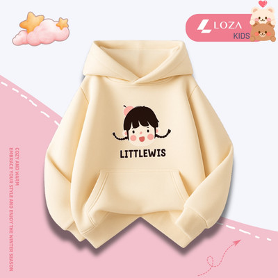 Áo nỉ hoodie bé gái in bé gái  - Áo nỉ mũ trẻ em size từ 15-40kg  Loza Kids HN3386