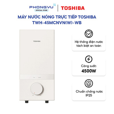 Máy nước nóng trực tiếp Toshiba TWH-45MCNVN(W)-WB - Công suất 4500W, Làm nóng nhanh, An toàn - Bảo hành 12 tháng