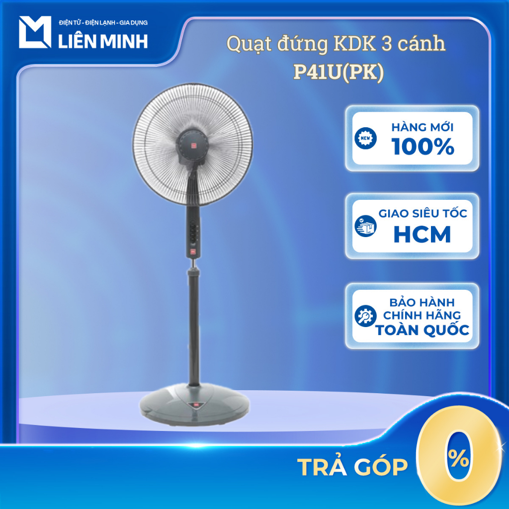P41U(BK) – Quạt đứng KDK 50 W, 3 tốc độ gió, sải cánh 40 cm – Bảo Hành Chính Hãng