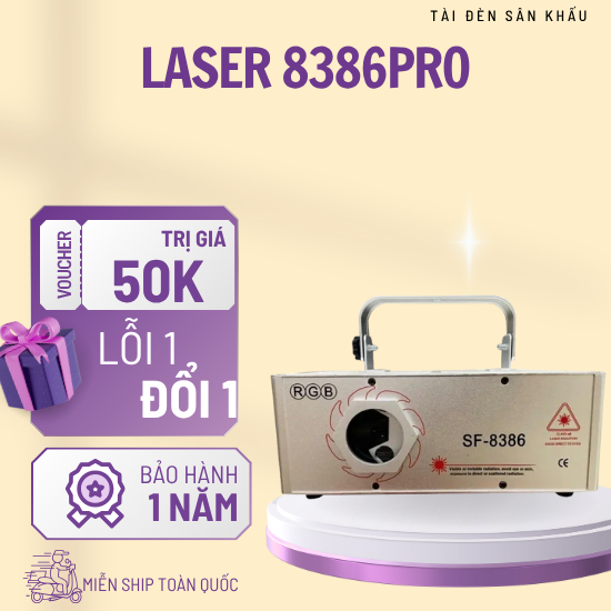 Đèn Laser Sân Khấu SF-8386 PRO RGB 3 Màu Tự Động – Chạy Nhạc Cảm Ứng Âm Thanh – Hiệu Ứng Xoay, Chớp,