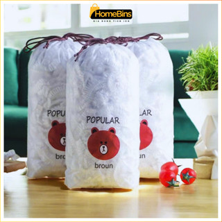 Combo 10 túi Màng bọc thực phẩm co giãn siêu dai có chun kèm túi gấu chất liệu PE