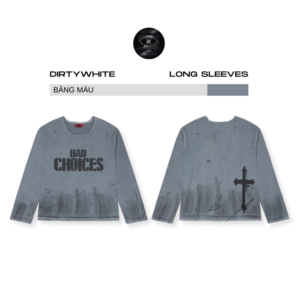 Bad Choices | Áo thun tay dài REBEL CROSS vải cotton form boxy