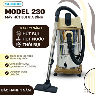 Máy hút bụi đa năng SUMIKA 230, công suất 1500W, thùng chứa 30L, hút bụi, hút nước và thổi bụi
