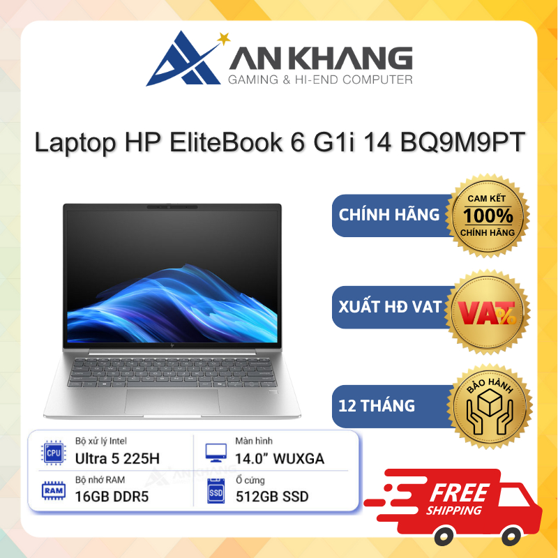 Laptop HP EliteBook 6 G1i 14 BQ9M9PT (Ultra 5 225H,16GB DDR5,512GB,14 WUXGA, Win 11) Chính hãng Bảo 