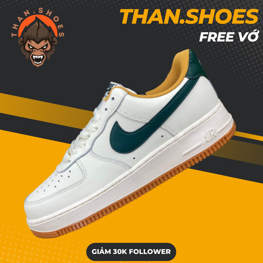 Giày Sneaker AF1 Low Beige Green Gum, AF1 Thấp Xanh Đế Nâu - Than.Shoes