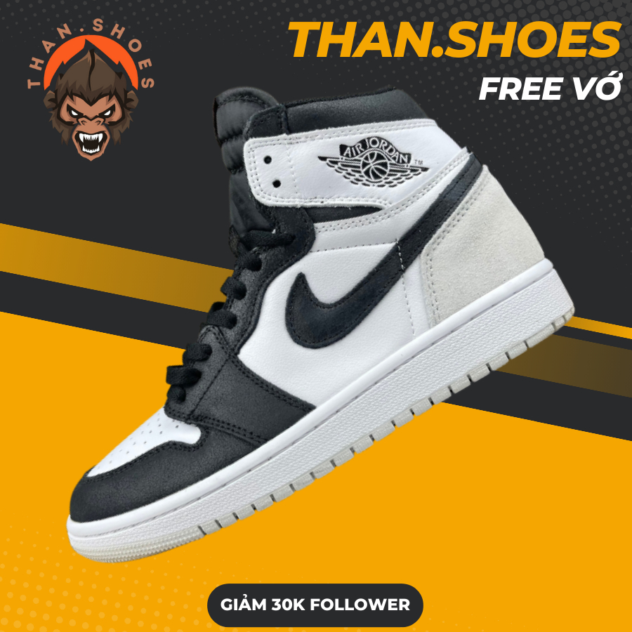 Giày Sneaker JD1 Retro High OG Bleached Coral, JD1 Cổ Cao Trắng Đen Da Nứt - Than.Shoes