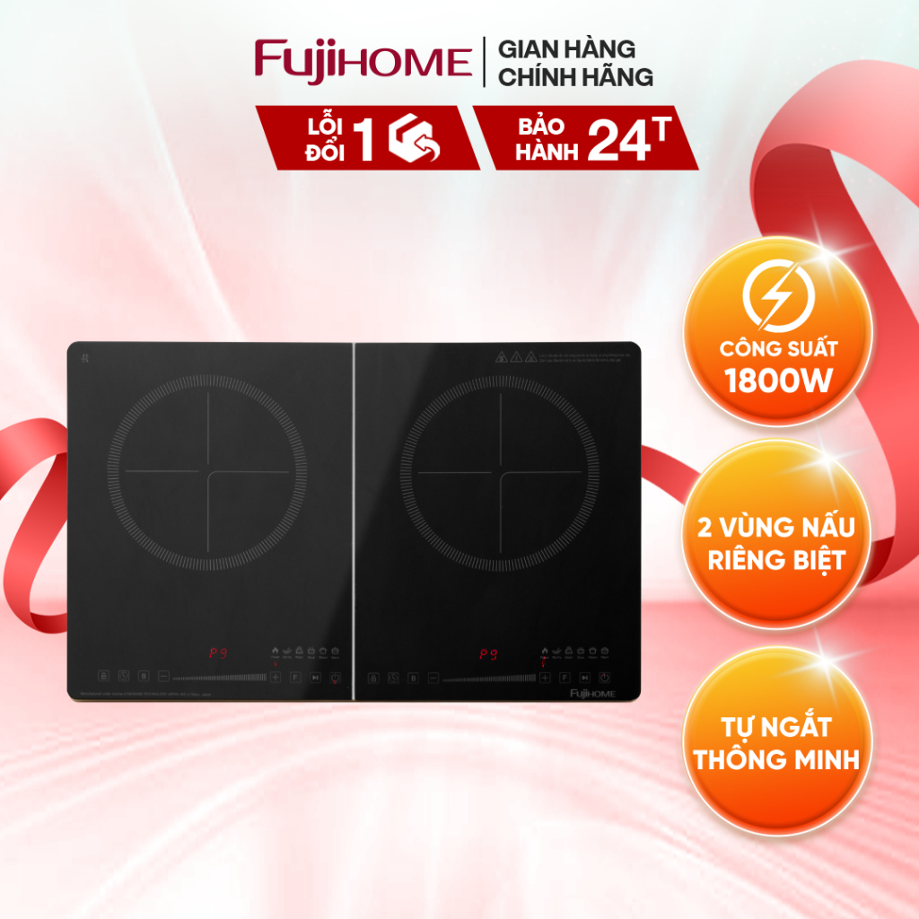 Bếp từ đôi Fujihome IC2123 -Công suất tổng 3500W -Mặt kính Kanger bền đẹp-Cảm ứng vuốt trượt dễ dùng