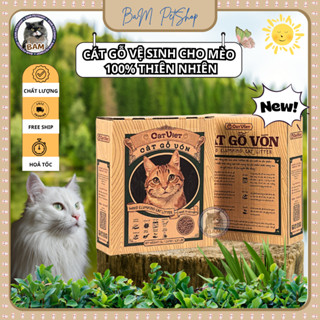  Cát Gỗ vệ sinh cho mèo cát cho mèo CATVIET từ thiên nhiên không bụi khử mùi vón cục -  hộp 2.7Kg 