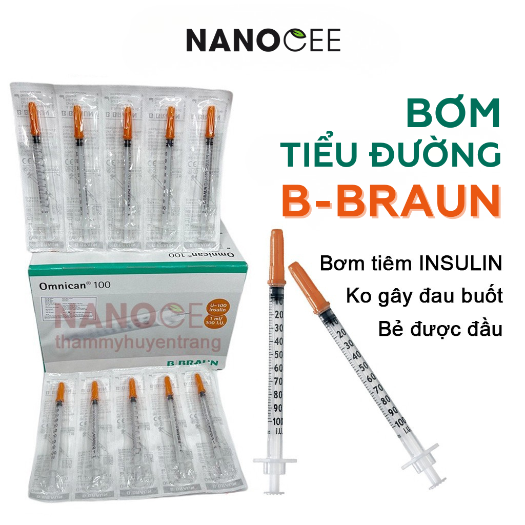 Kim tiểu đường bẻ đầu insulin 1ml B-Braun 30G, bơm kim tiêm isulin nắp cam/đỏ của Đức sản xuất