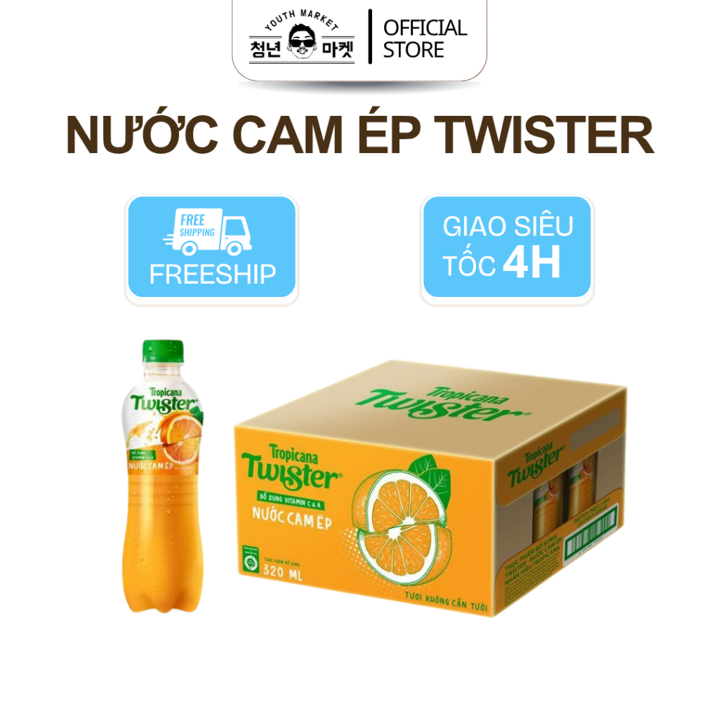 Thùng 24 Chai Nước Ép Cam Twister 450ml