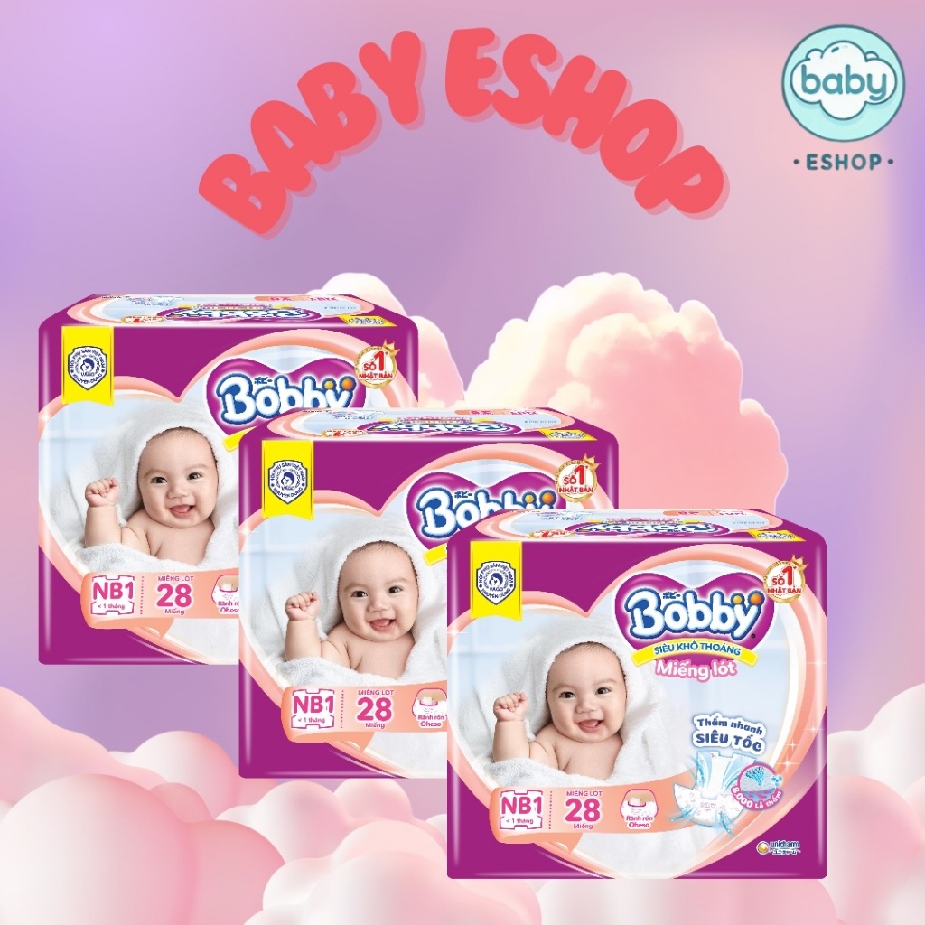 COMBO 3 gói Miếng lót Bobby Newborn NB1-28 chính hãng dành cho bé sơ sinh