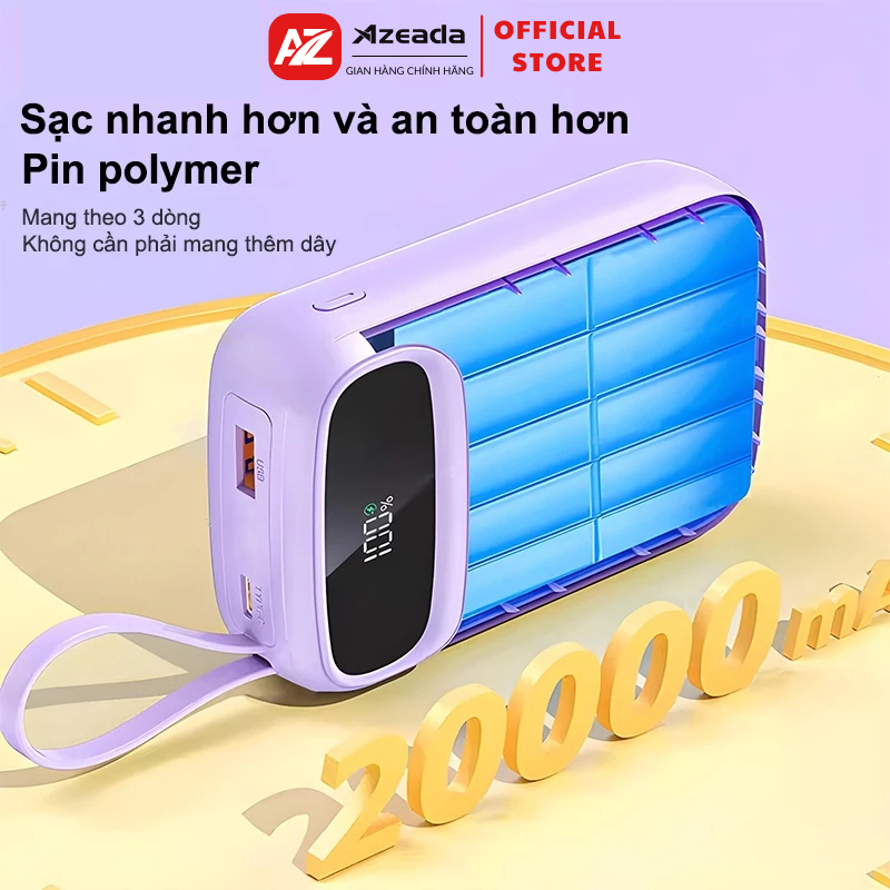 Sạc Dự Phòng PD 22.5W 10000mAh 20000mAh Pin Dự Phòng Tích Hợp Dây Đôi Sạc Nhanh Có Màn Hình Led P03 | BigBuy360 - bigbuy360.vn