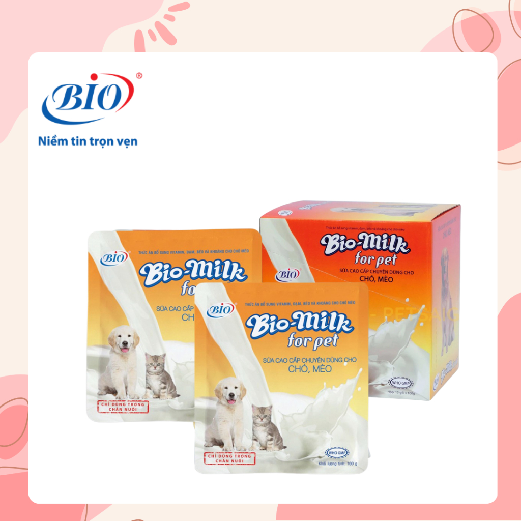Sữa Bột Bio Milk & Sữa Cho Chó Mèo 100g - Bổ Sung Dinh Dưỡng Cao Cấp Cho Chó Mèo