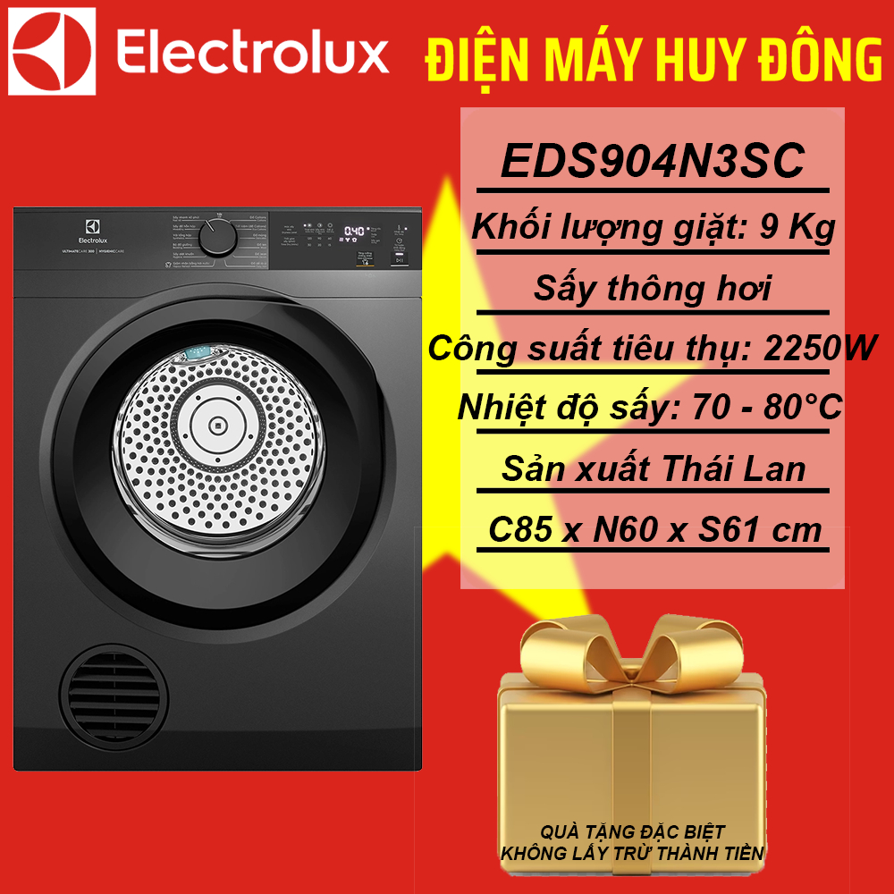 Máy sấy thông hơi Electrolux UltimateCare 9 kg EDS904N3SC