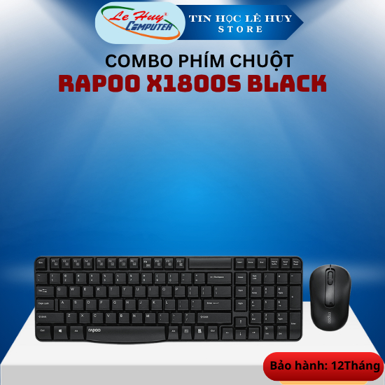 Combo Bàn Phím Chuột Máy Tính Không Dây RAPOO X1800S Black - Hàng Chính Hãng