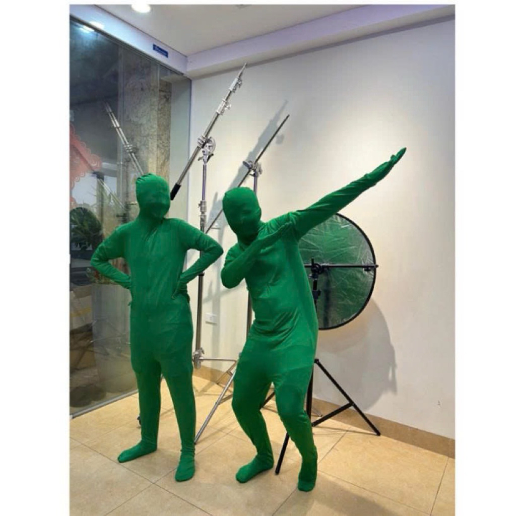 Đồ liền thân co giãn màu xanh lá & xanh dương - Quần áo Phông xanh tách hình -Chroma Green Key Body