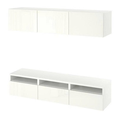 ATLANTA, Kệ tivi kèm kệ tủ 3 gian treo tường STO_018, 180x42x185cm, kệ gỗ tủ gỗ Scandi Home