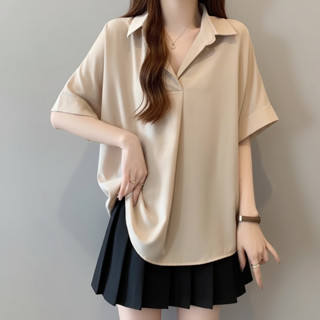  Áo sơ mi nữ công sở ngắn tay giấu nút cơ bản thiết kế form Hàn Quốc KUOSE Design 