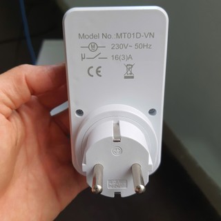 Ổ cắm hẹn giờ tắt 15 phút đến 12H MT01D 10A/220V dùng tắt bình nóng lạnh sạc điện thoại xe điện
