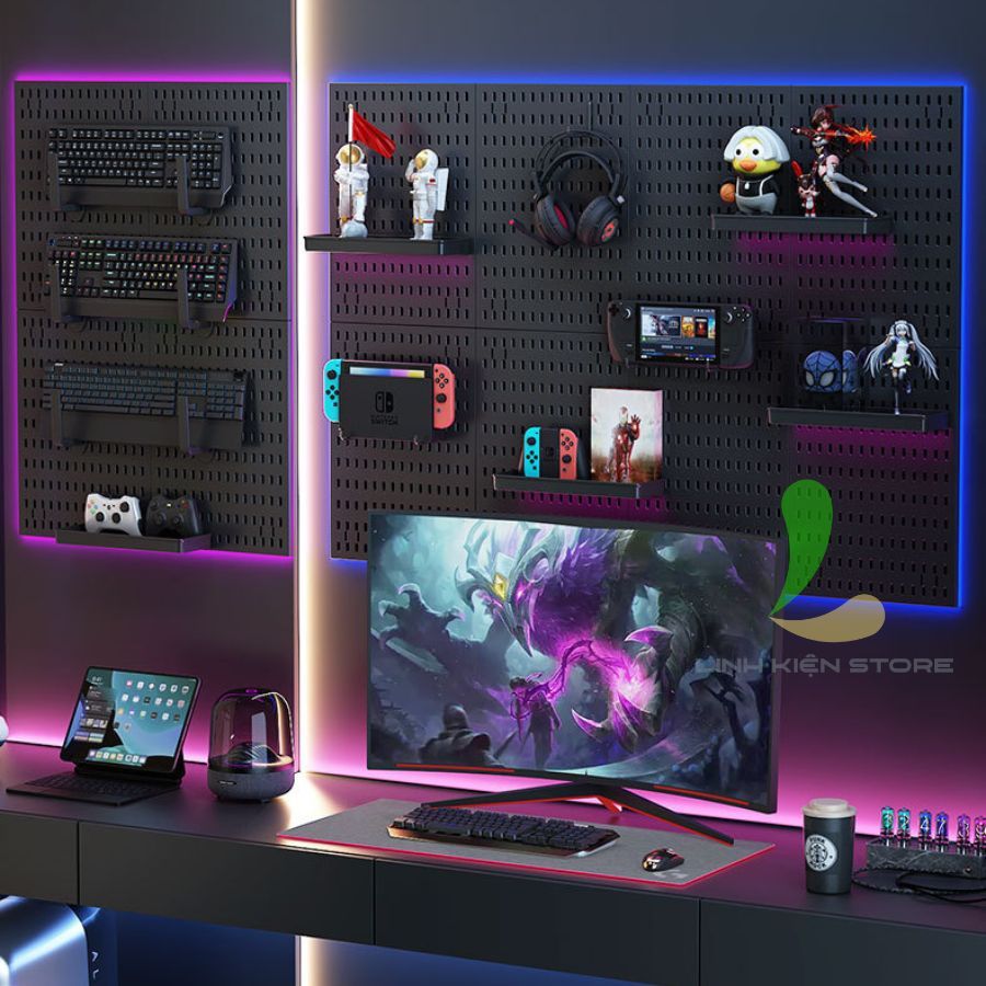Bảng Pegboard HOSAN Decor Bàn Học, Phòng Gaming Treo Tường Đa Năng, Trang Trí Góc Làm Việc | BigBuy360 - bigbuy360.vn