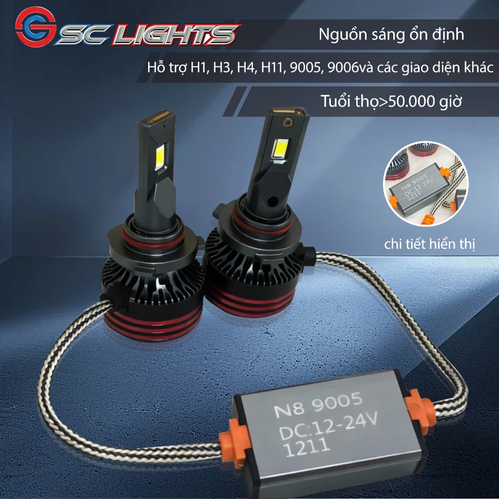 Đèn LED ô tô, xe máy N8 đủ chân H1, H3, H4, H11, 9005, 9006, ... mới nhất năm 2024