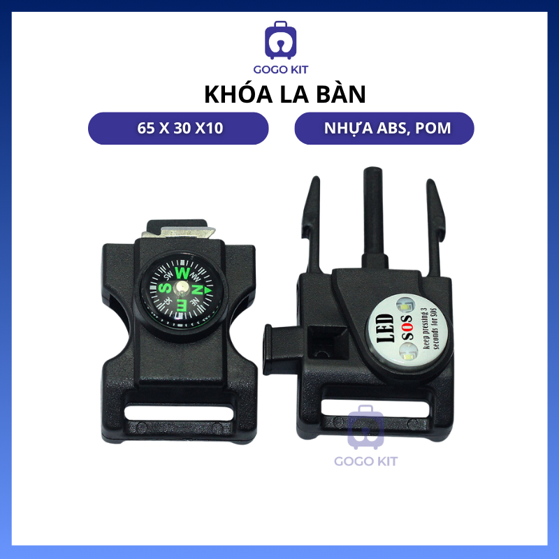 Khóa bấm paracord có la bàn còi dao đánh lửa sinh tồn khóa la bàn làm vòng đeo tay sinh tồn