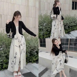 Sét Váy bầu 2 dây+kèm áo cardigan len tăm nhẹ nhàng,mặc bầu hoặc sau sinh đều ok hết ạ, váy fom rộng dài